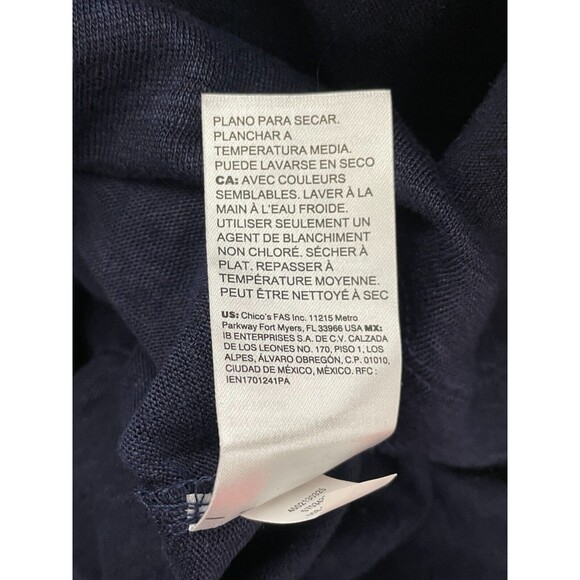 Chicos Womens Off Shoulder Romance Size 1 - Medium Navy Blue Linen Flirty Boho - Picture 8 of 9